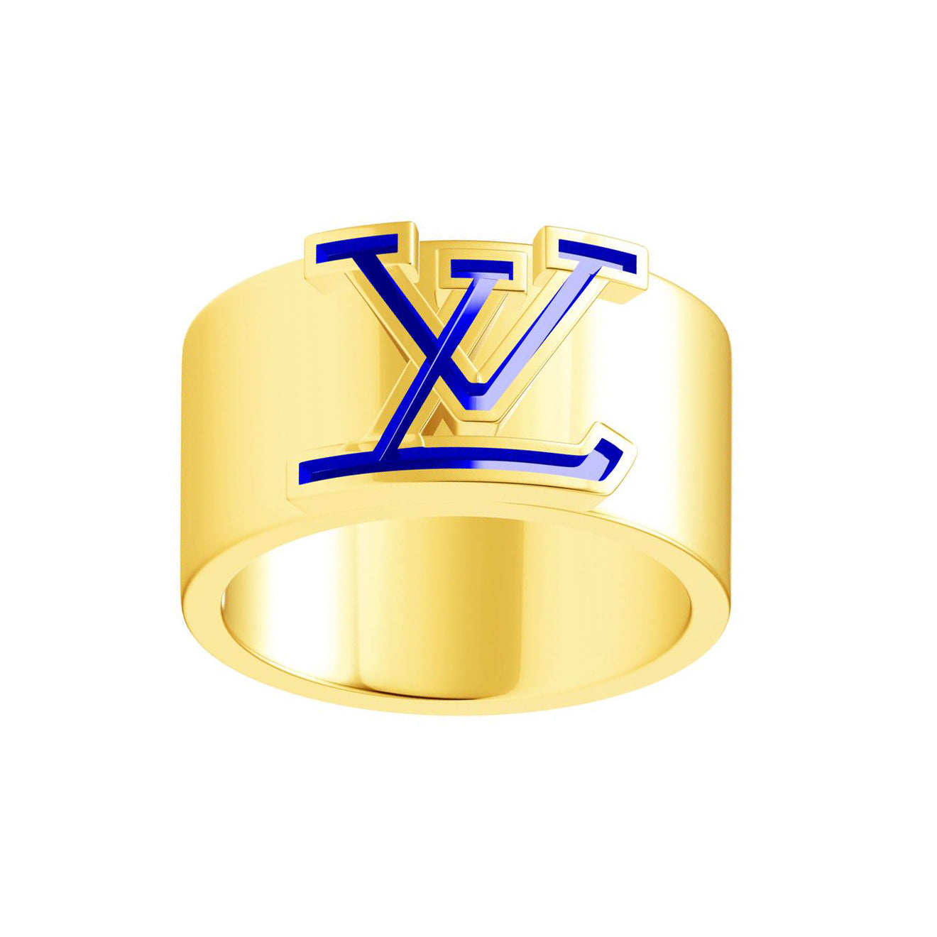LV-Q85078 Width 10mm Letter Light Gold Ring 13.5