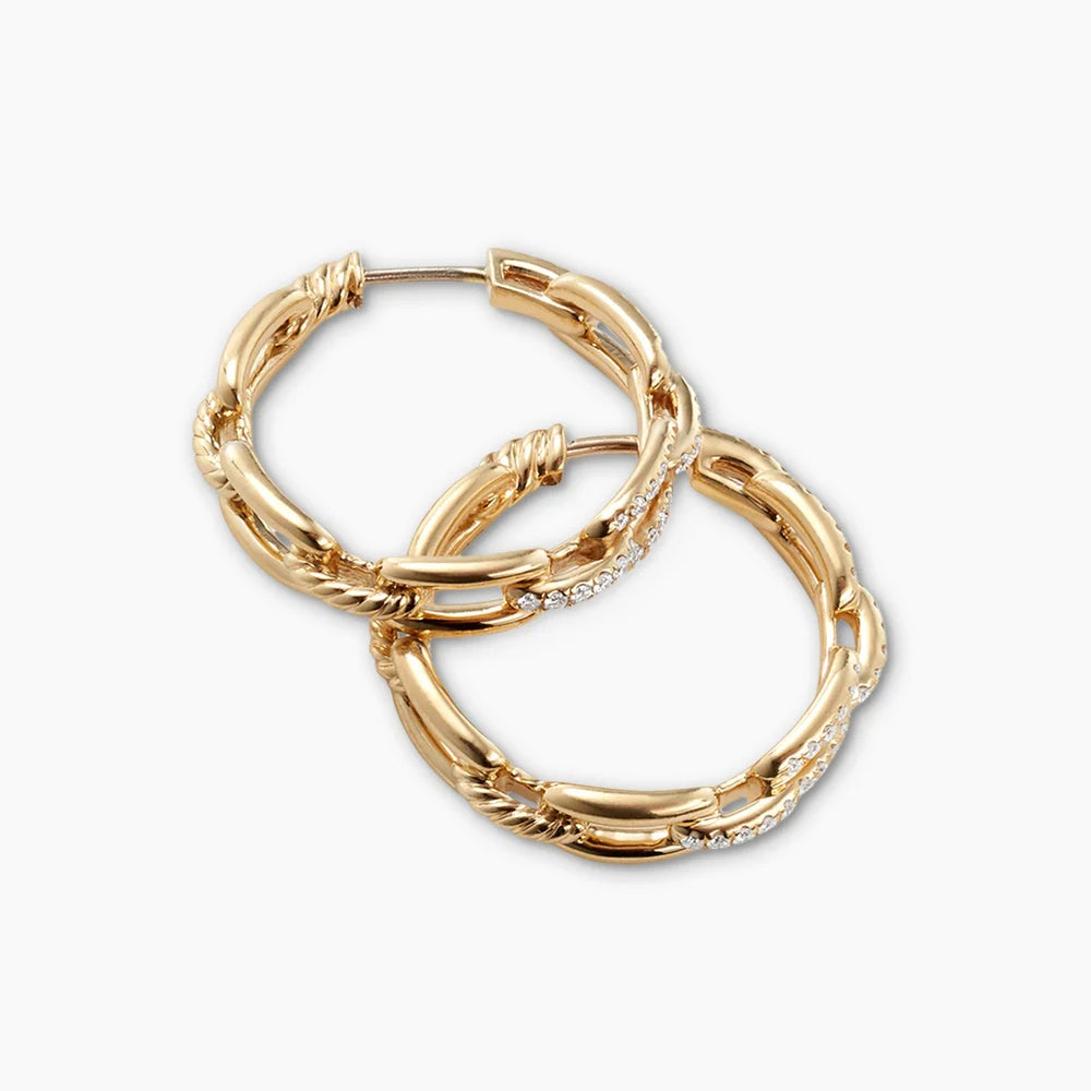 DWYM-E13148 twisted rope full diamond chain ring earring clip