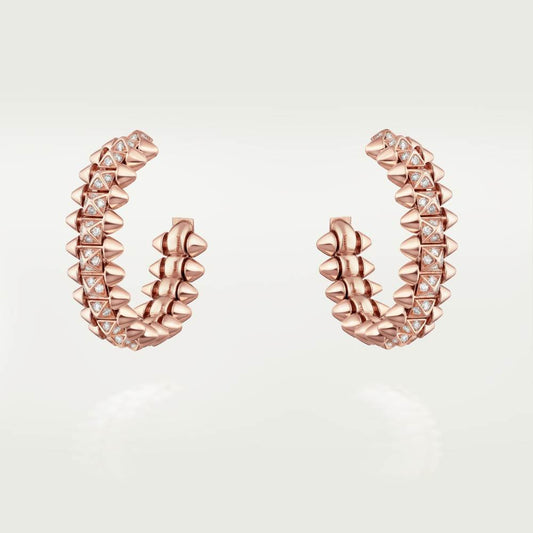 KDY-N8515239 6.3mm wide diamond rivet pyramid protruding C-shaped earrings