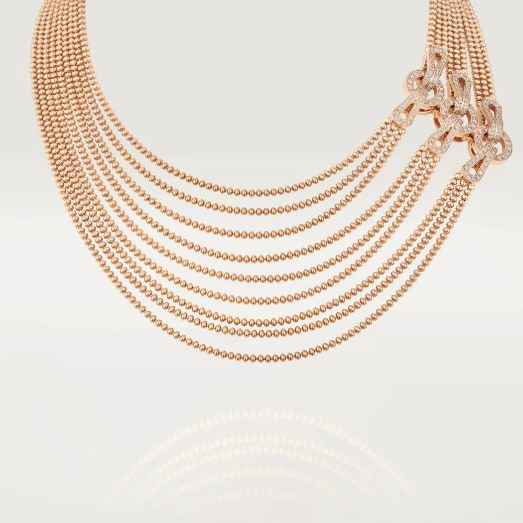 KDY-N7424426 geometric clip double circle bead necklace