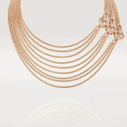 KDY-N7424426 geometric clip double circle bead necklace