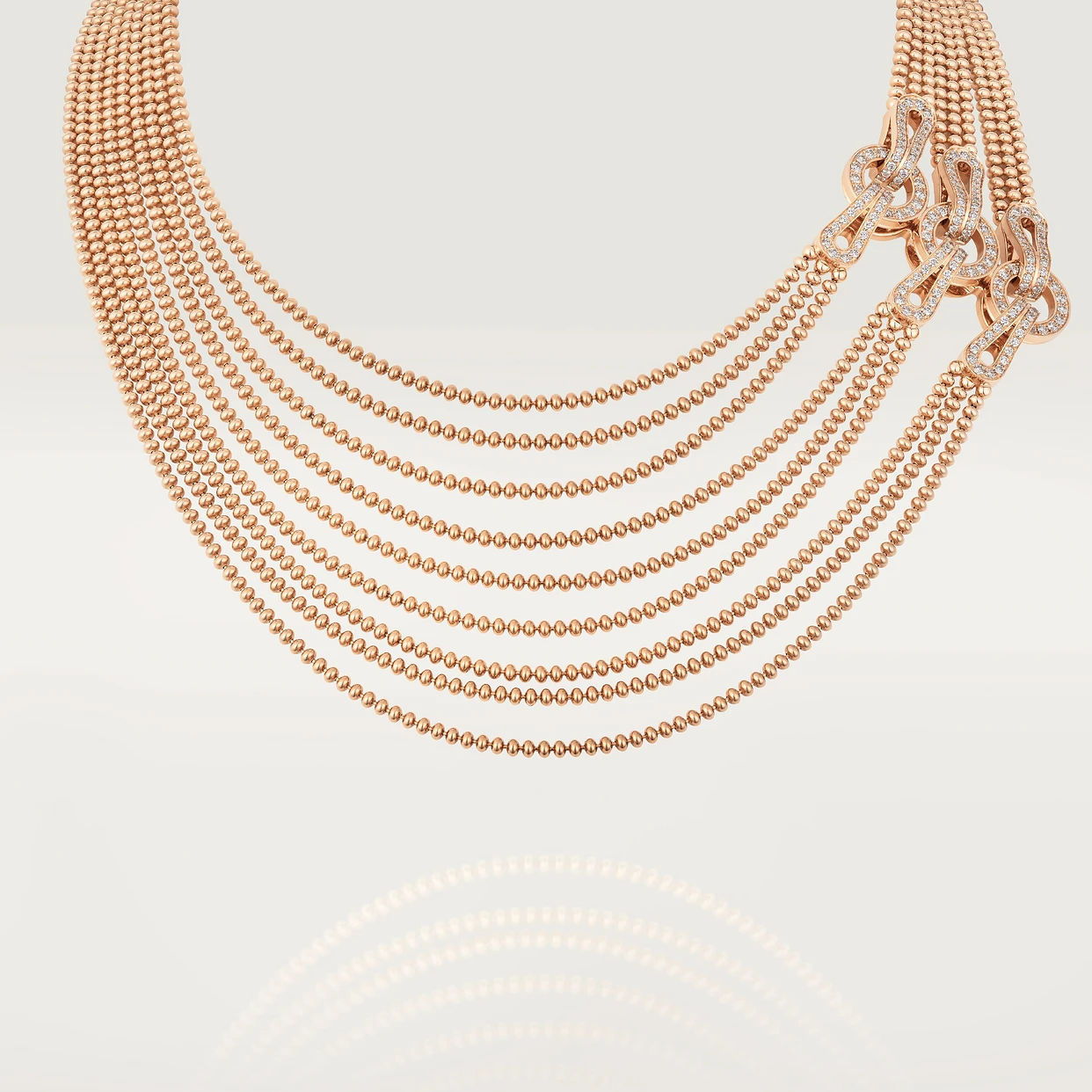 KDY-N7424426 geometric clip double circle bead necklace