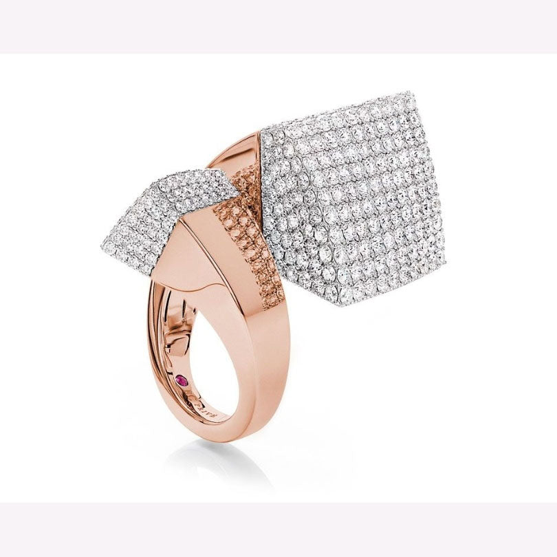 LBT-ADR888RI1531 square head dense stone color split open ring