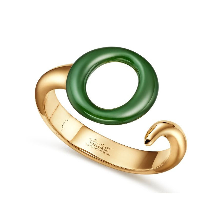 TIF-60017980 light gold ring jade open bracelet