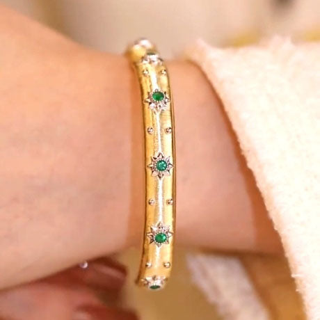 BQLT-BRC98206 7.4mm wide round wave lace octagonal star bead edge inlay bracelet