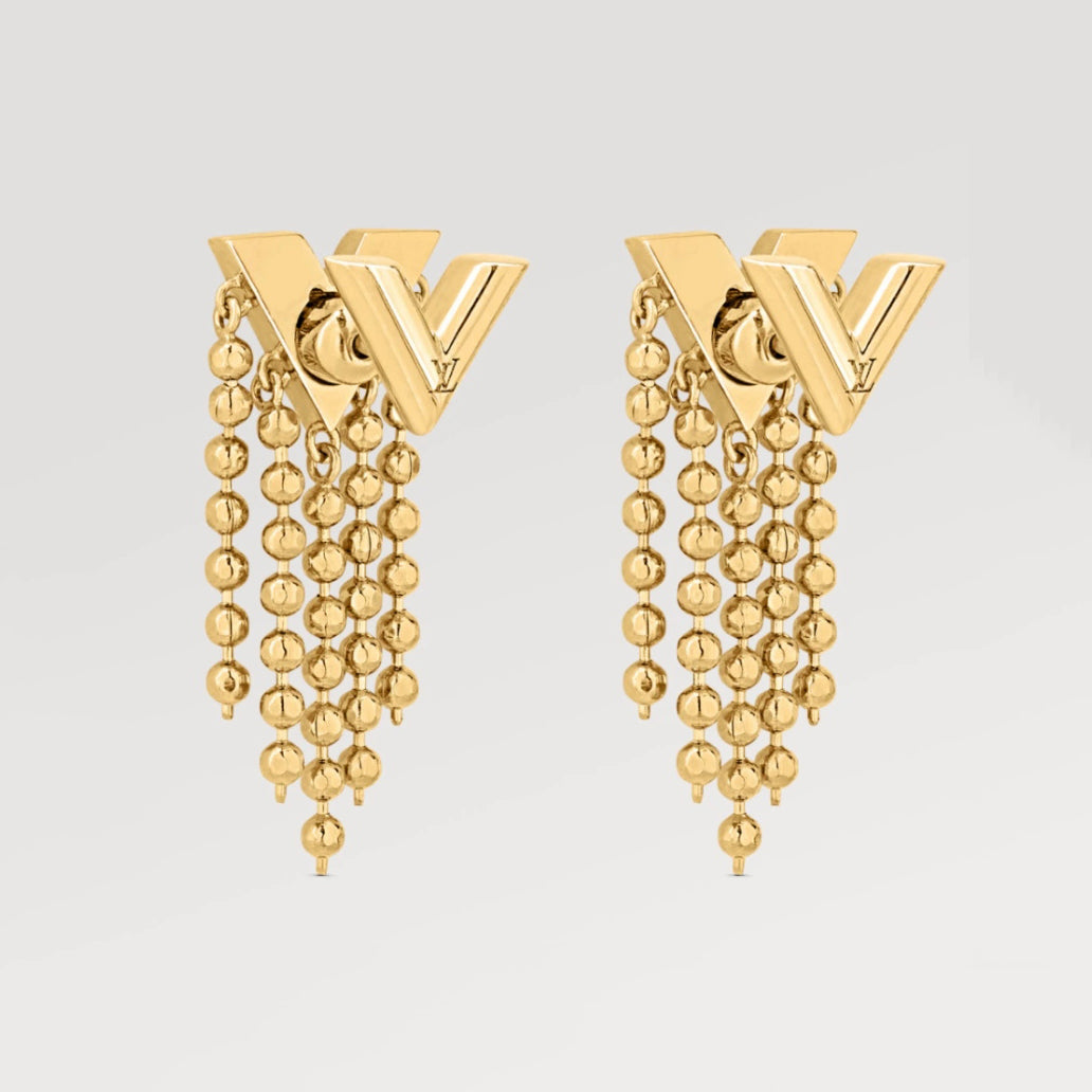 LV-M00634 triangular V-shaped beads tassel earrings