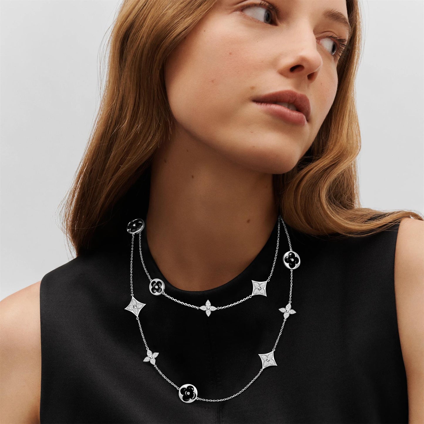 LV-Q94300 dense stone plum blossom dart large necklace