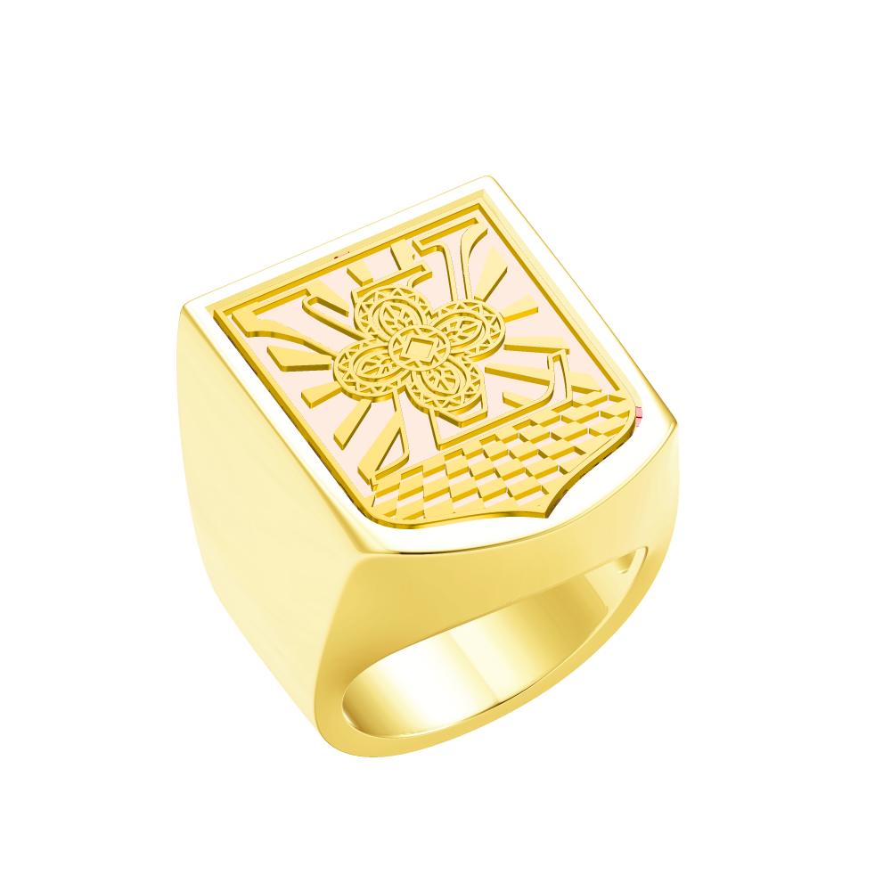 LV-Q9A16B letters LV four-leaf clover seal ring