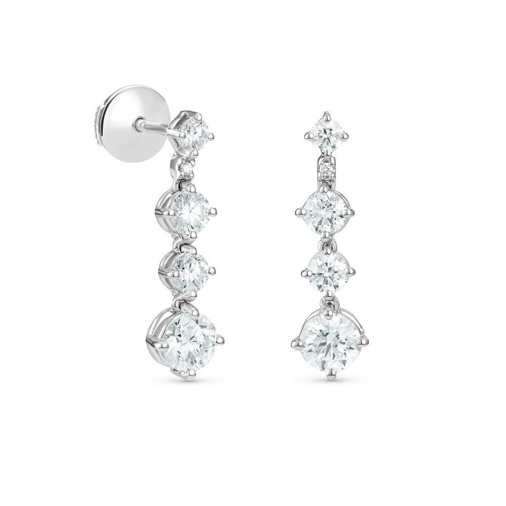 DBES-E102158 single layer diamond movable gradient earrings