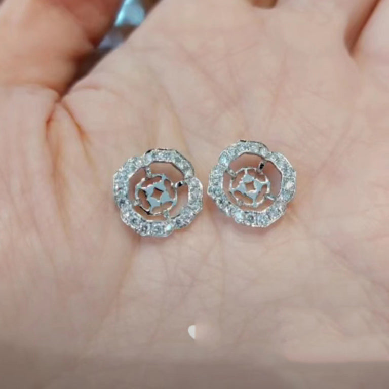 GLF-RGE1350主石1卡花形围石耳环