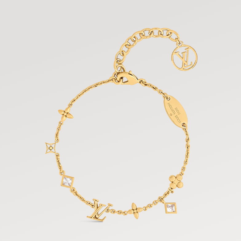 LV-M1040A Alphabet Plum Blossom Dart Flower Square Diamond Bracelet
