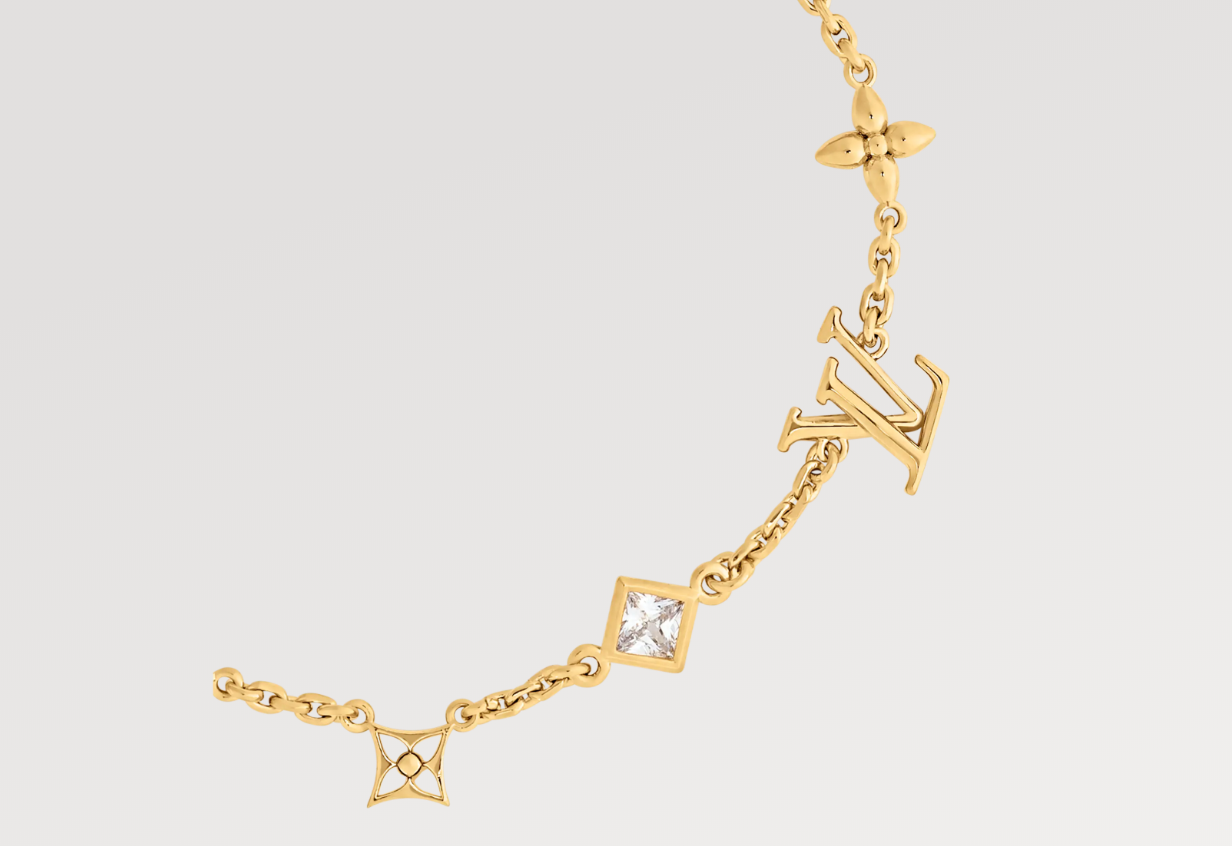 LV-M1040A Alphabet Plum Blossom Dart Flower Square Diamond Bracelet