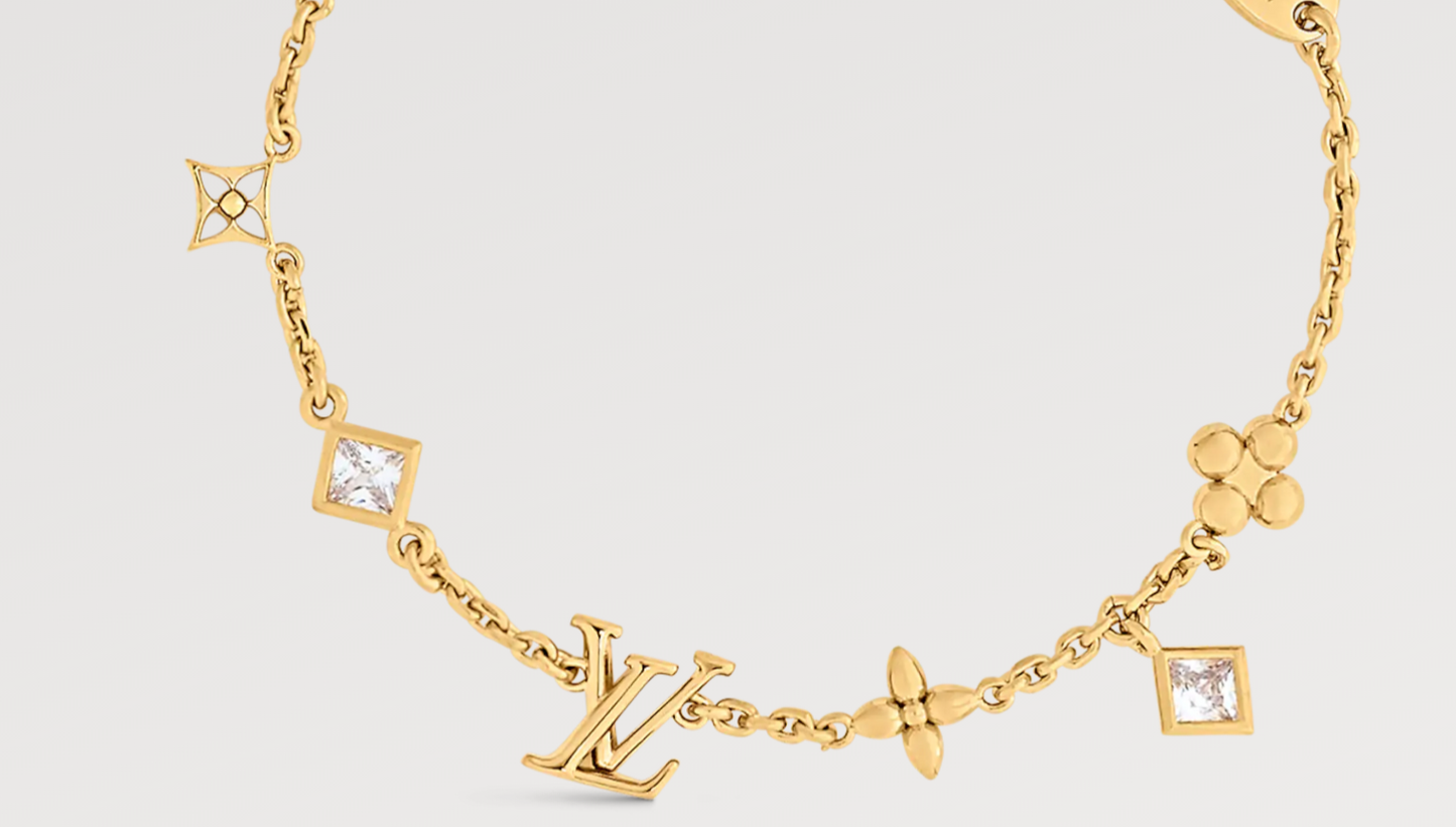 LV-M1040A Alphabet Plum Blossom Dart Flower Square Diamond Bracelet