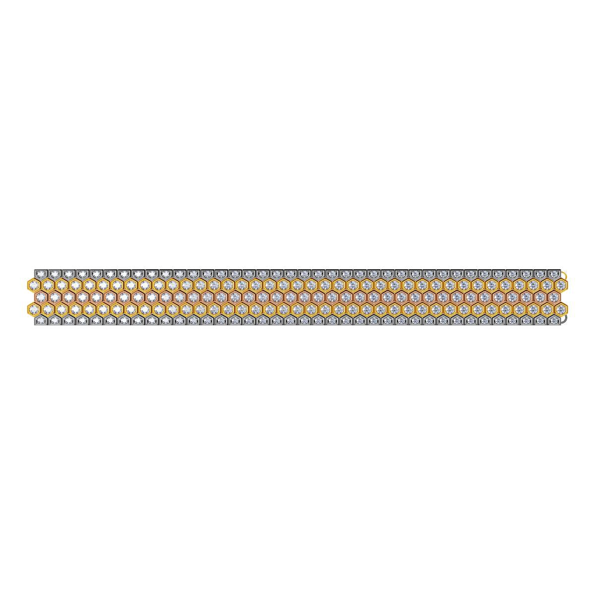 SM-089199 17.5mm wide diamond honeycomb bracelet