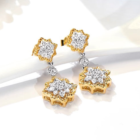 BQLT-EAR239476 rhombus lace color long earrings