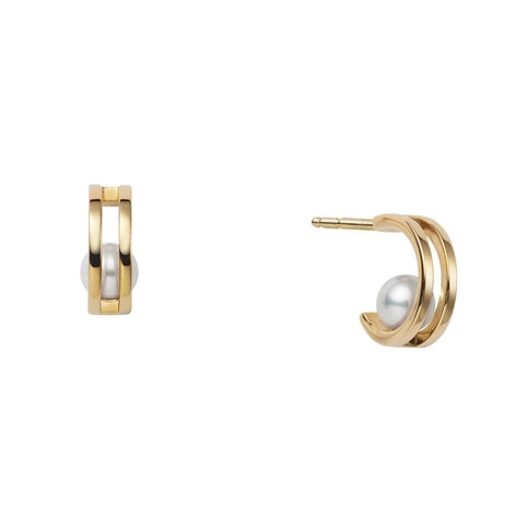 YMB-PE-1723PK pearl 5mm C-shaped stud earrings
