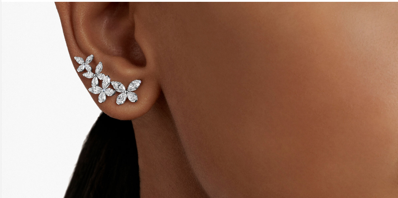 GLF-RGE1819 marquise pear-shaped stone wing butterfly earrings