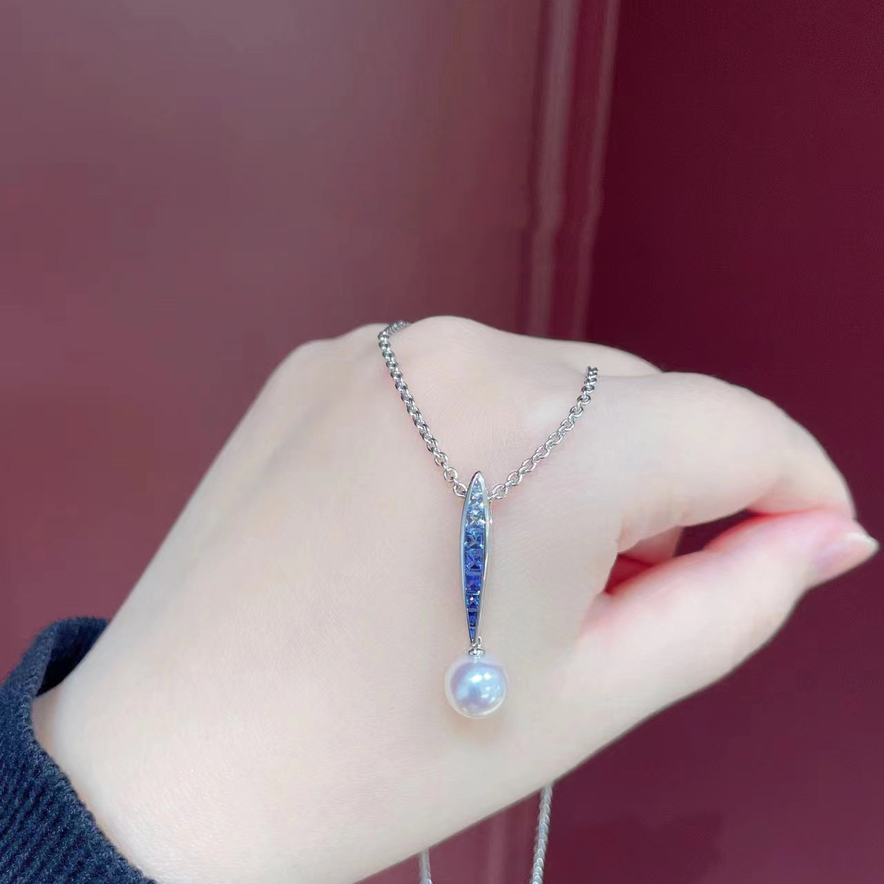 YMB-MPA10378ASXW Pearl 8.5mm Step Square Pendant