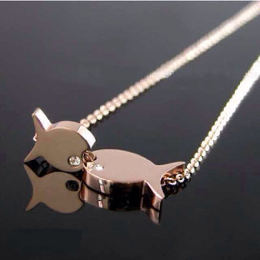 KDY-N29762 Kissing Fish Tie Chain Pendant Necklace