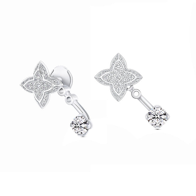 LV-Q06400 trapezoidal plum four-leaf clover two-wear stud earrings