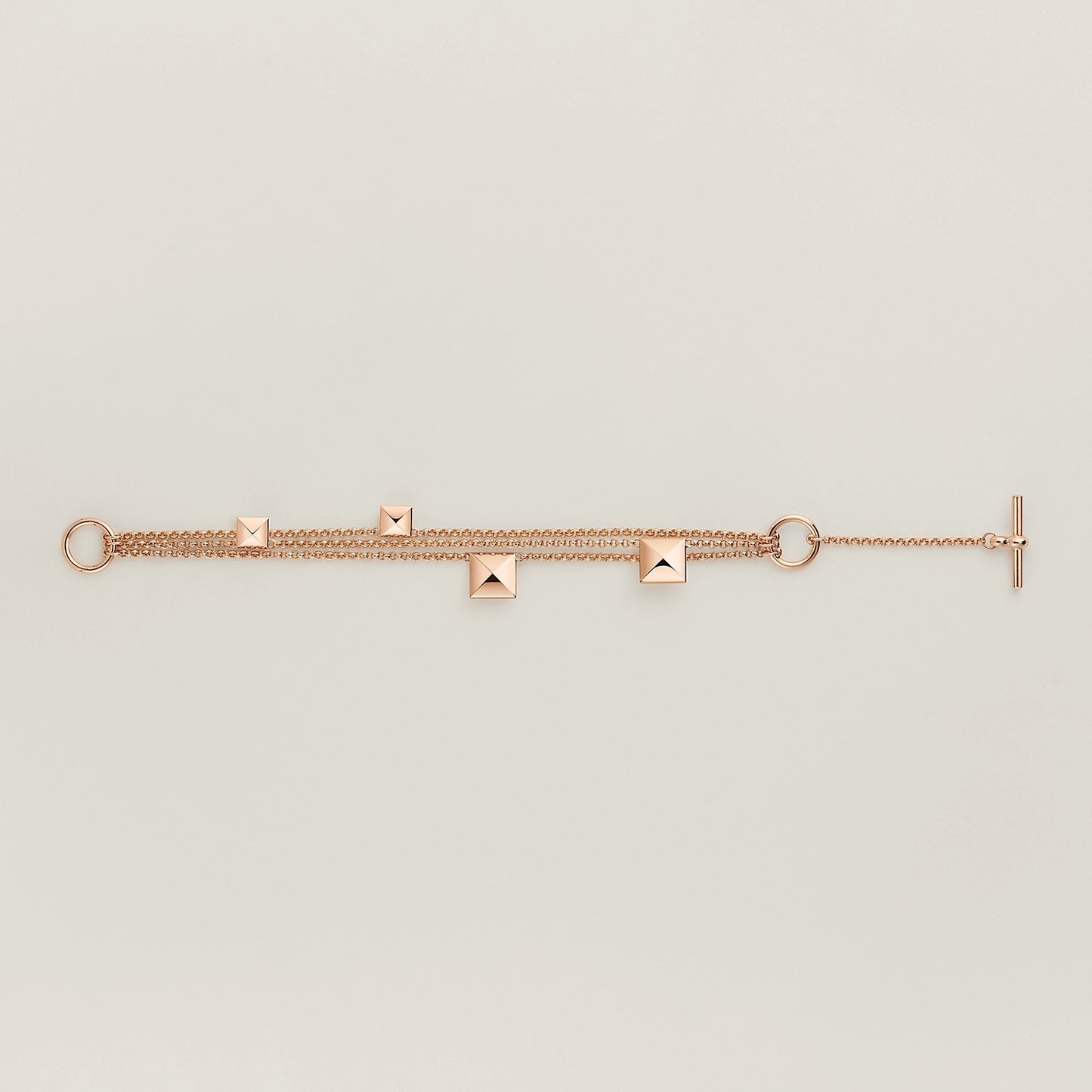 AMS-H223403B light gold pyramid bracelet