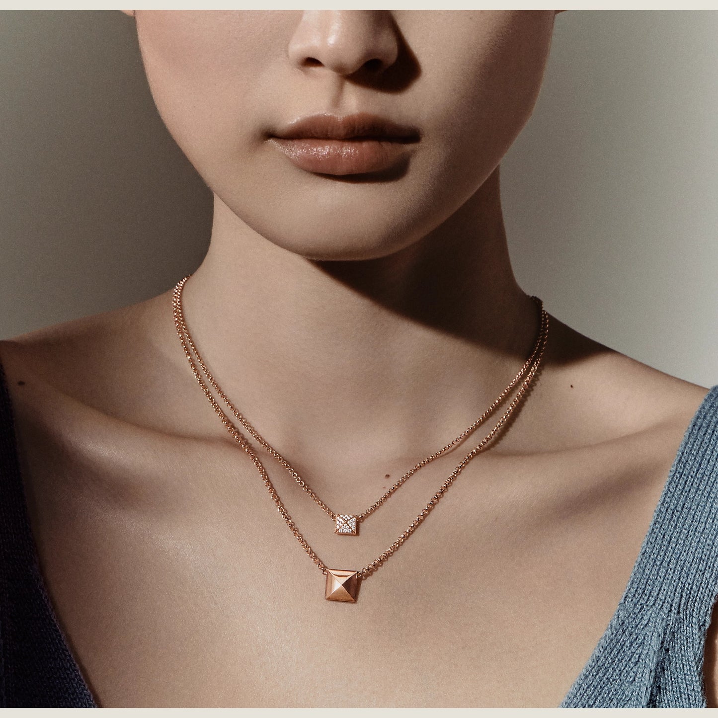AMS-H223208B Pyramid Pendant Necklace