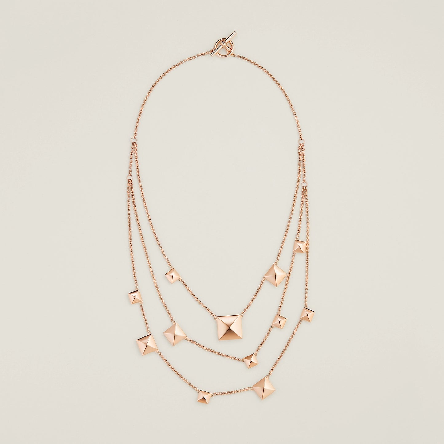 AMS-H223204B light gold pyramid necklace