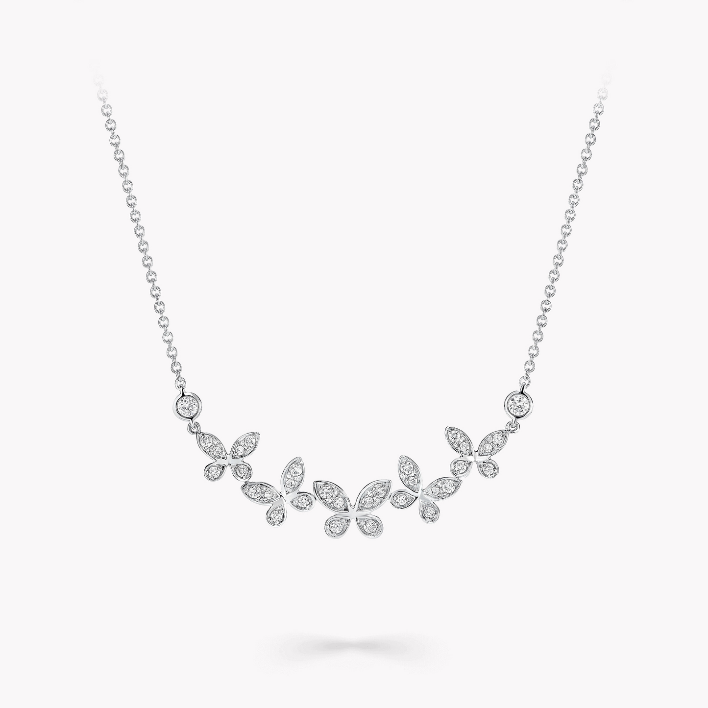 GLF-RGP837 full diamond five-flower butterfly chain necklace
