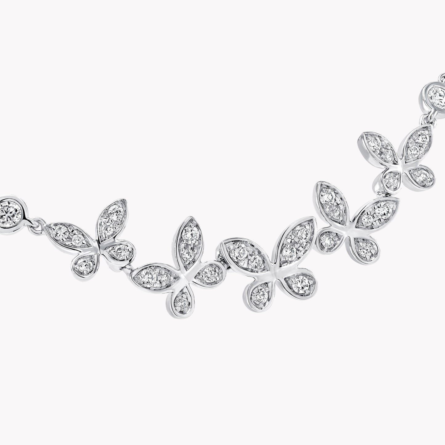 GLF-RGP837 full diamond five-flower butterfly chain necklace