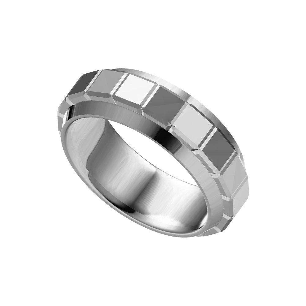 XB-317544 7mm wide light gold rotating ring plaid strip ring