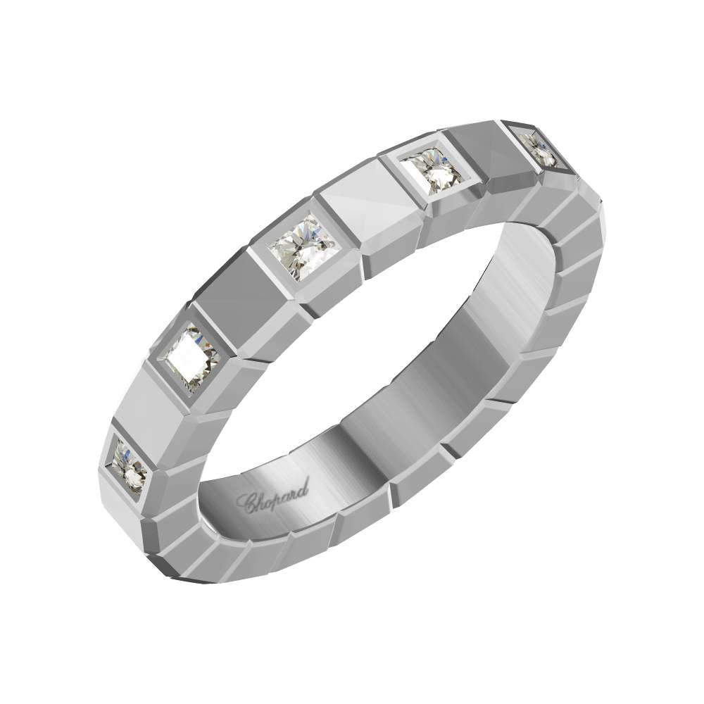 XB-075863 3mm wide square diamond lattice strip ring