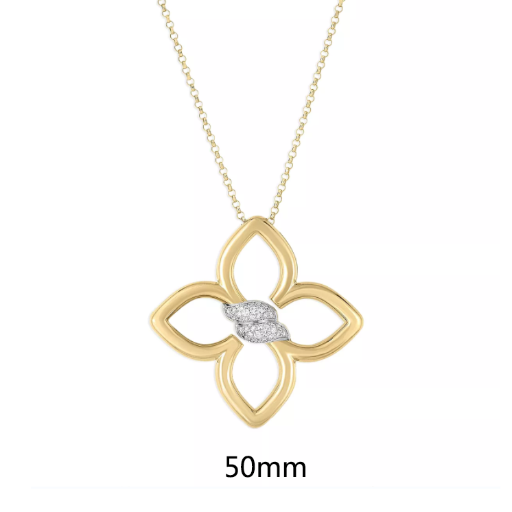 LBT-8883410AJ33X宽50mm四叶梅花镶钻分色双S飞标吊坠