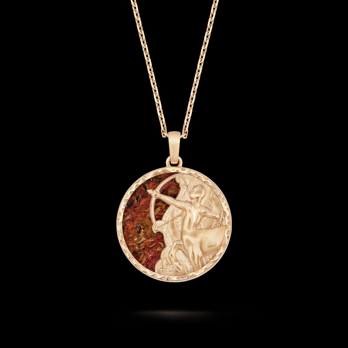 VCARP9R800 37mm wide round agate constellation Sagittarius pendant