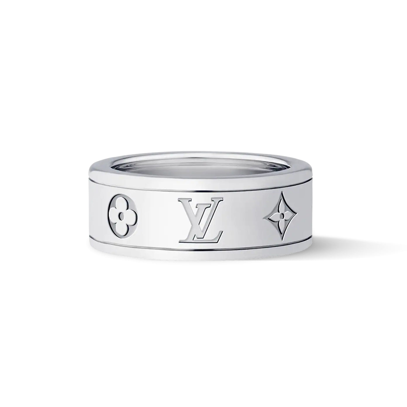 LV-Q0H43M 9.8mm wide letter LV pattern mixed strip ring