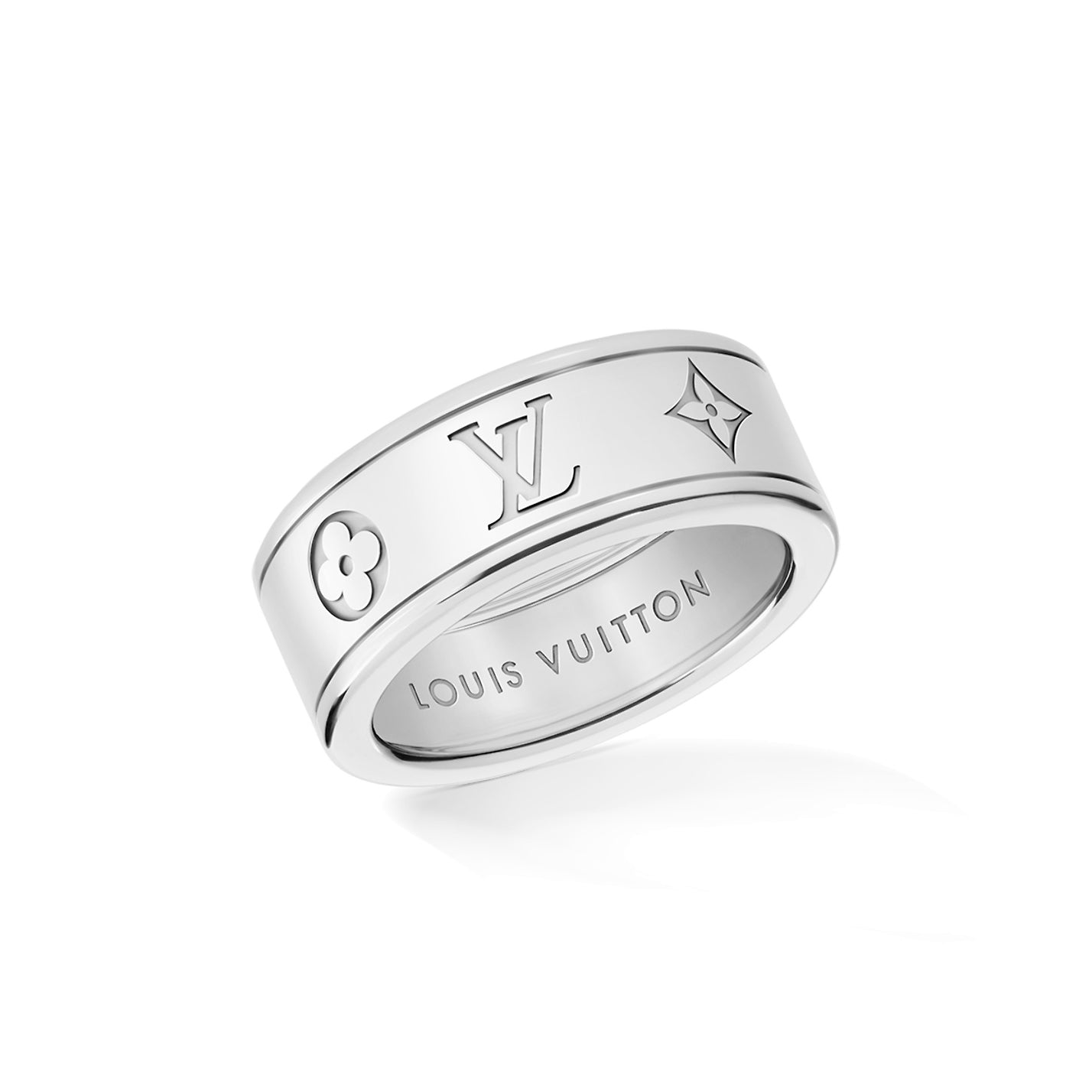 LV-Q0H43M 9.8mm wide letter LV pattern mixed strip ring