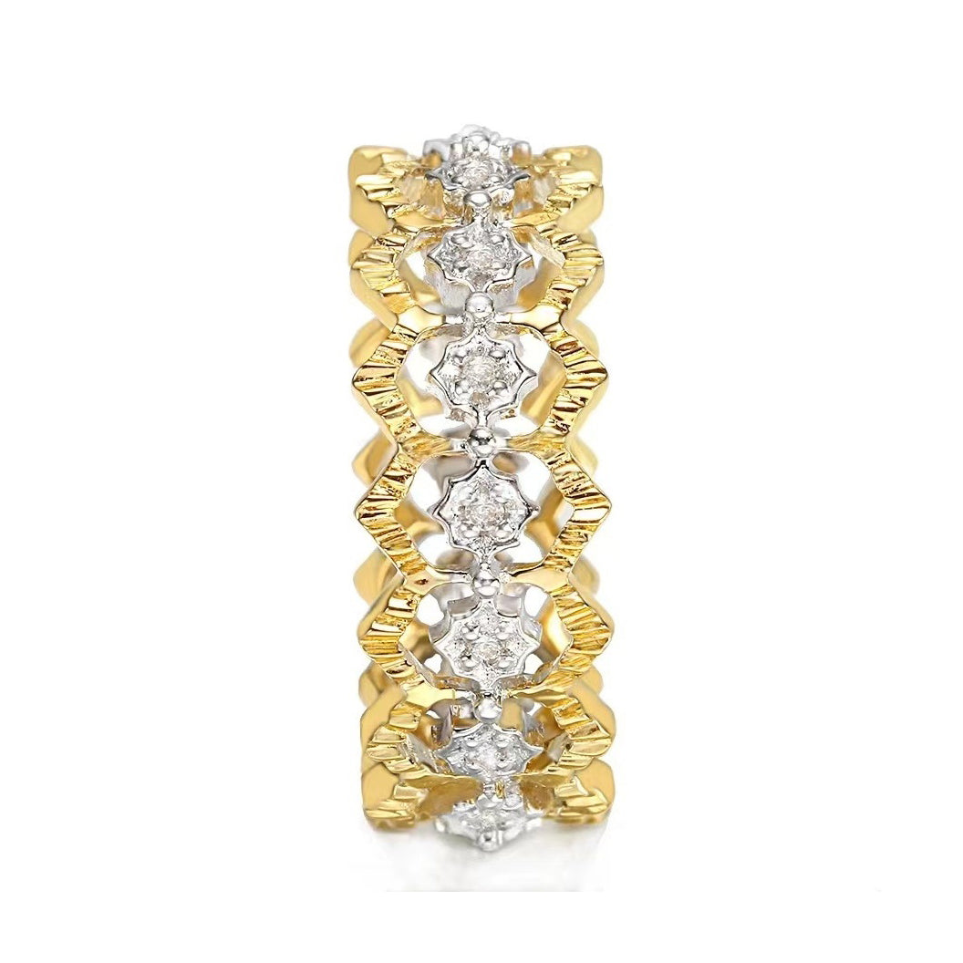 BQLT-RIN821655 8mm wide wavy edge arm lace mixed ring