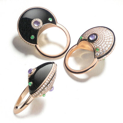 KDY-N4228700 round lucky charm bezel ring