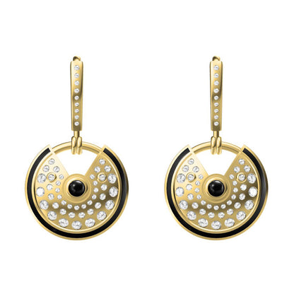KDY-B2018343 17.5MM Full Diamond Disc Lucky Charm Earrings