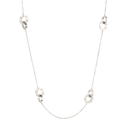 KDY-N7066000 Screw Double Circle Buckle Half Band Diamond Long Necklace