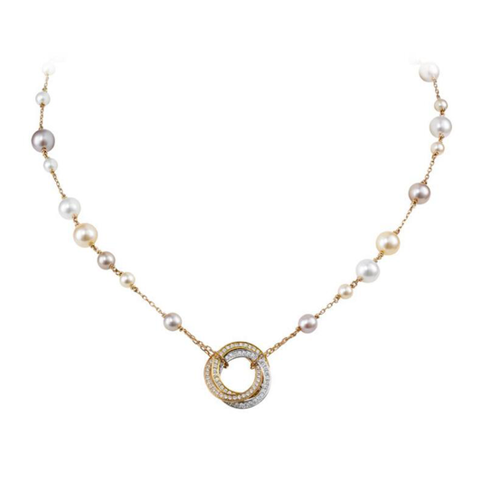 KDY-N7067600 three-ring three-color pendant pearl necklace