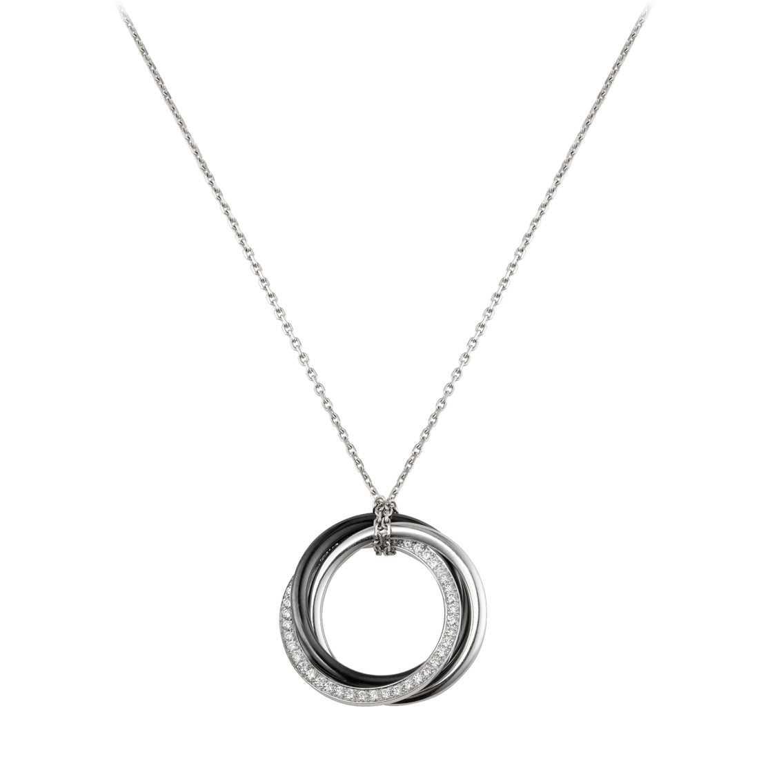 KDY-B3045500 three-ring ceramic single row diamond ring pendant