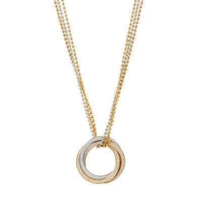 KDY-HP300091 full diamond three rings double row diamond ring pendant