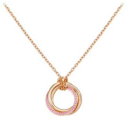 KDY-B3046000 three-ring color-separated single row diamond ring pendant