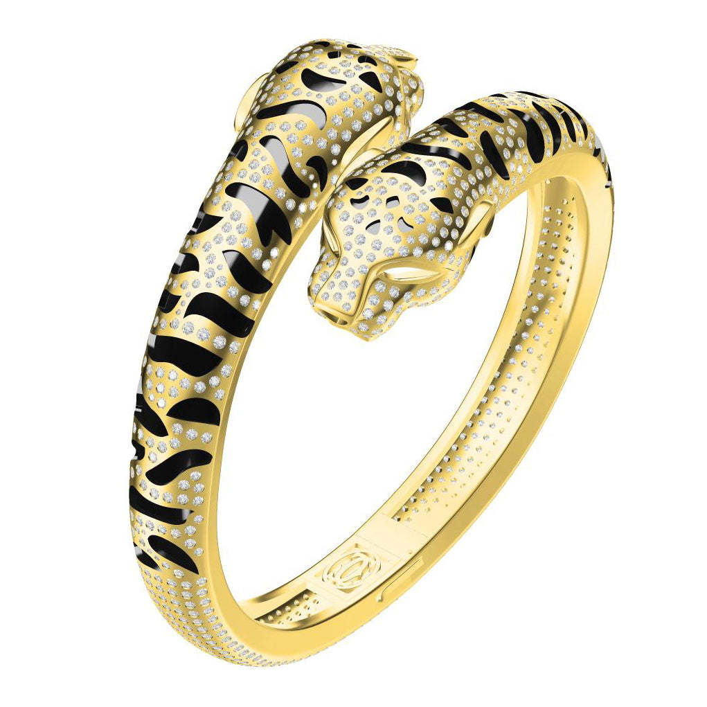 KDY-G5799679 tiger print double leopard head bracelet