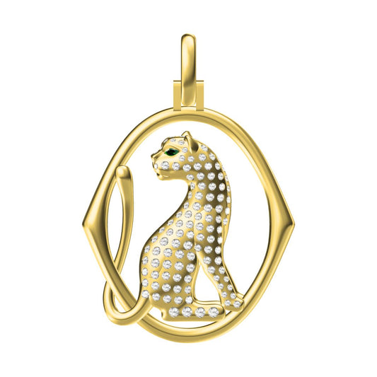 KDY-N3142057 leopard lying circle LOGO outer frame leopard body pendant
