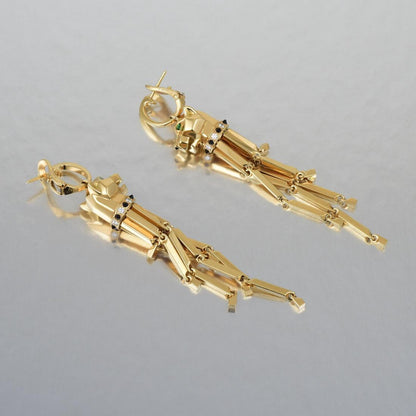 KDY-N8041500 small leopard head hanging chain ear clip earrings