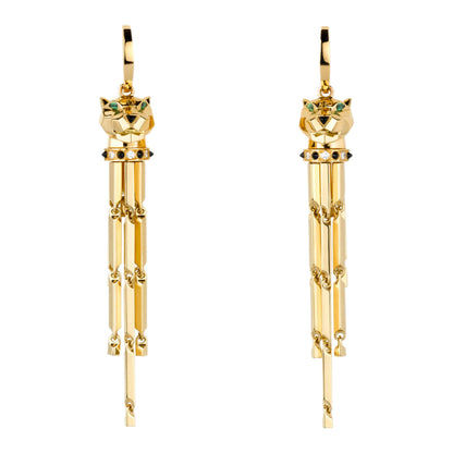 KDY-N8041500 small leopard head hanging chain ear clip earrings