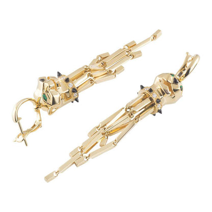 KDY-N8041500 small leopard head hanging chain ear clip earrings