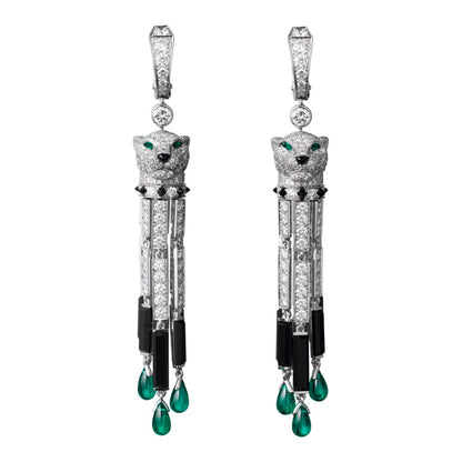 KDY-HP800976 small leopard head hanging chain ear clip earrings