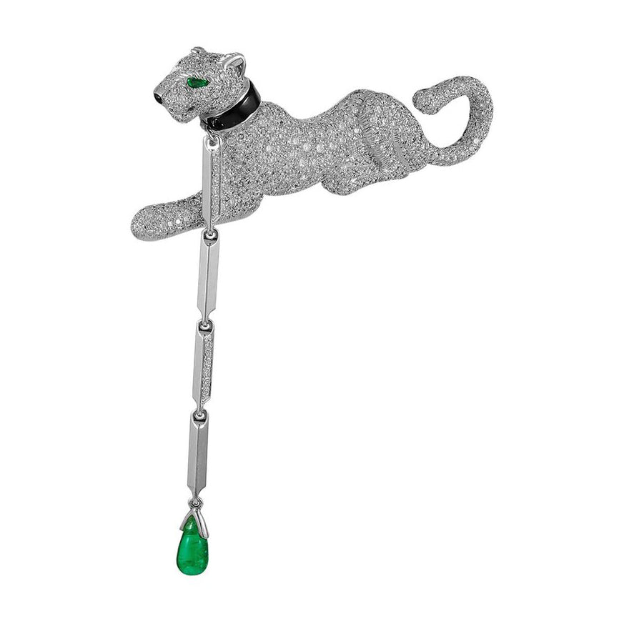 KDY-O1942653 Diamond Leopard Brooch